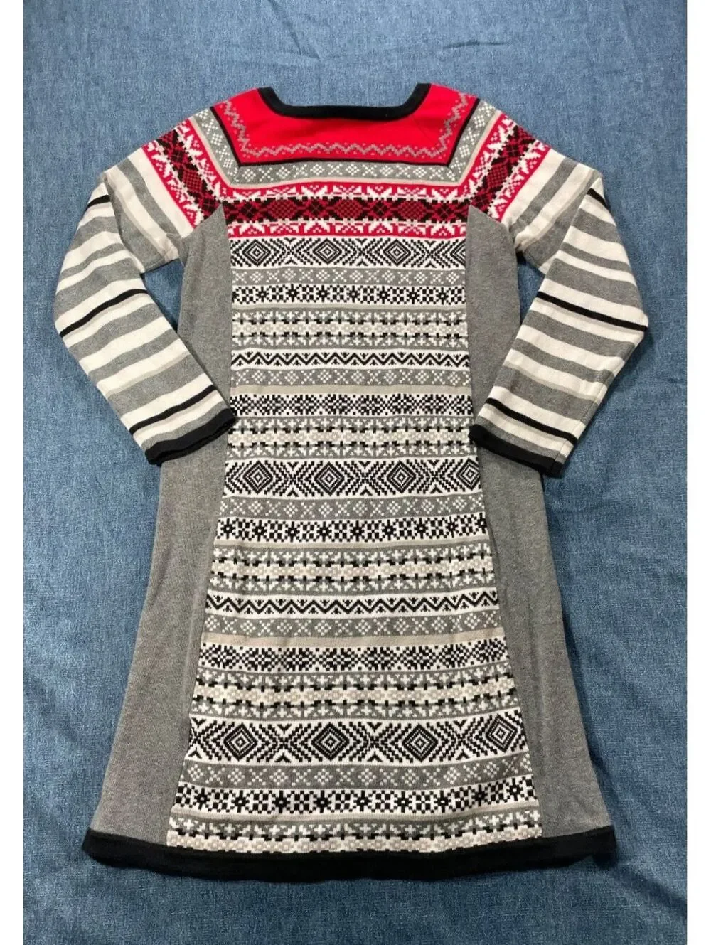 Hanna Andersson  sweater dress girls size 10 long sleeve red black grey
